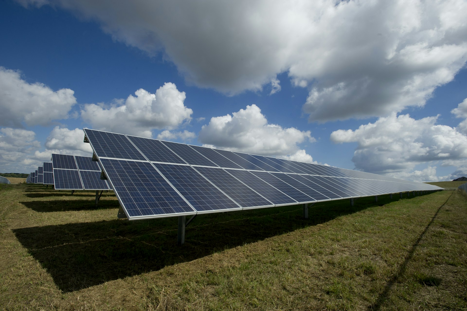 Solar panels and mountains landscape in Spain